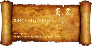 Ráduly Kitti névjegykártya