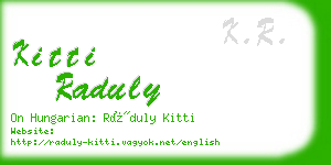 kitti raduly business card